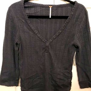 Free People Grey 3/4 Sleeve top